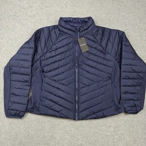 Fabletics Jacket Womens 4X Blue Quilted Full Zip Insulated Lightweight Puffer